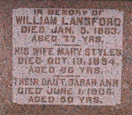 133. Wm and Mary Langford Graved Stone